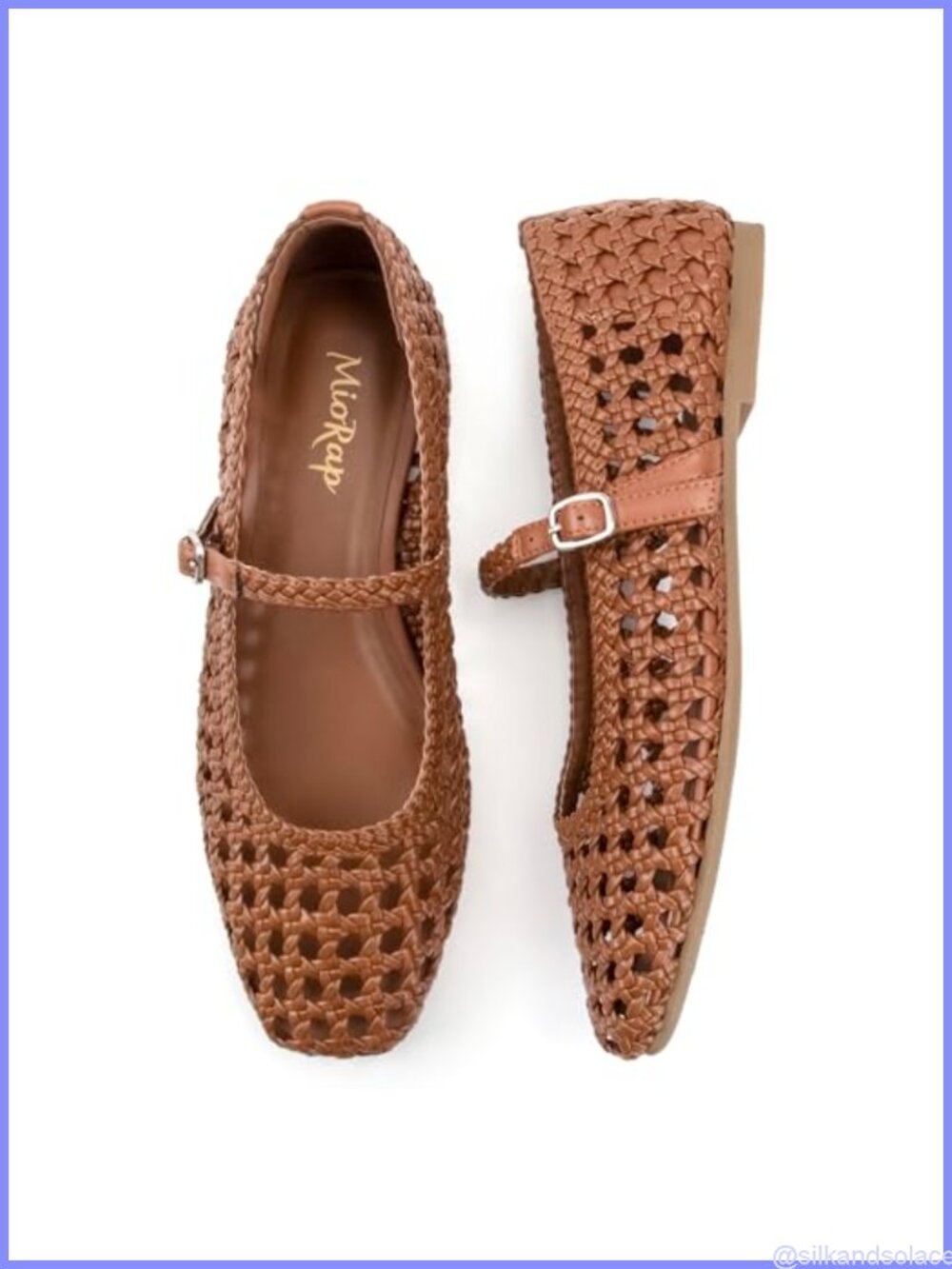 Woven Mesh Mary Jane Ballet Flats Square Toe Adjustable Strap Comfortable